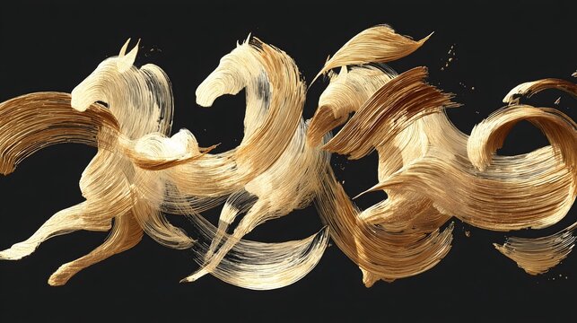 Gold Horse Abstract Art