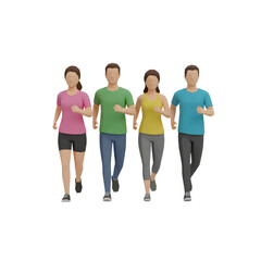 Fototapeta premium Group of friends running together outdoors