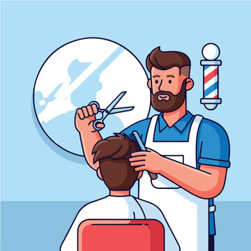 barber drawing cartoon