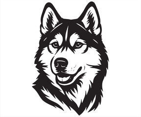 Naklejka premium Siberian Husky Vector – Smiling Dog Head Illustration