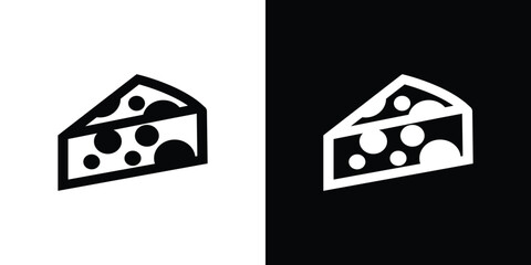 Simple slice of cheese icon in black and white