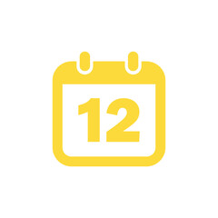 Yellow calendar icon with number twelve