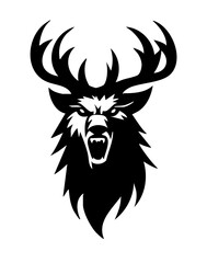 The Angry Deer Head Logo Icon Symbol Head