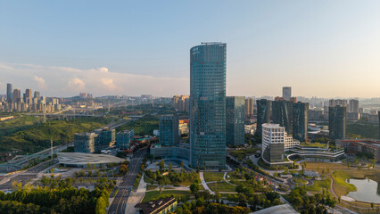 Obraz premium Aerial photography of modern technology parks in Chongqing, China