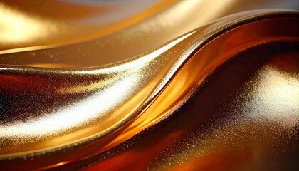 Golden Metallic Waves – Shimmering Macro Texture Background