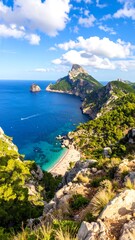 Coastal vista of a Mediterranean beach