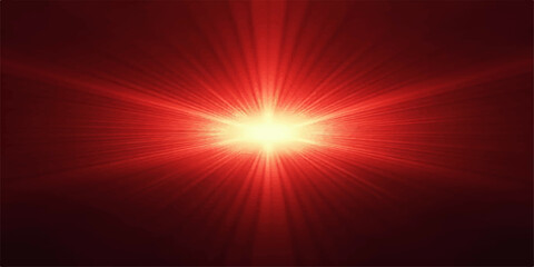 A fiery red sunburst glows against a cosmic backdrop, with a vibrant energy explosion of light and motion © Ashraful