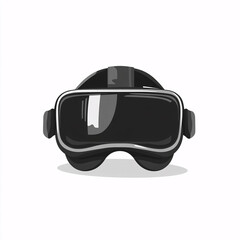 Black virtual reality headset front view illustration on white background, modern VR goggles vector design
