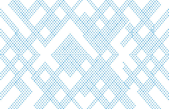 Abstract geometric background with a digital blue dot matrix pattern forming an intricate lattice design, a modern vector illustration for technology concepts
