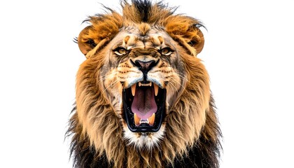 Majestic lion's roar, fierce expression