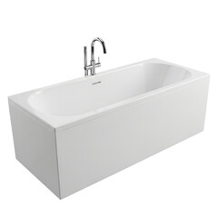 Modern White Bathtub with Chrome Faucet Fixtures Contemporary Bathing and Relaxing Home Spa on transparent background