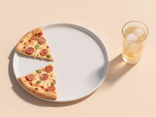 Pizza with cold drink 