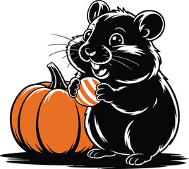Halloween hamster candy silhouette cute design