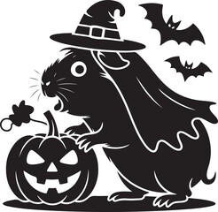 Halloween guinea pig ghost costume silhouette cute vector