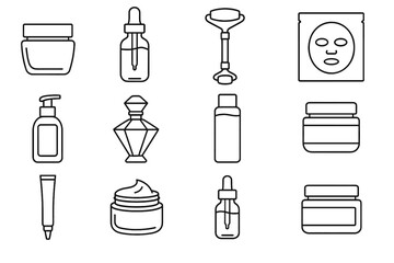 Lifting bottle tube icons cream tin luxury skincare icon facial vector oil