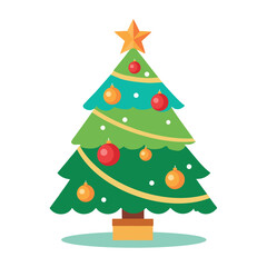 Christmas tree with decorations solid icon Christmas and new year concept