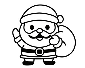 モノクロで使いやすいサンタクロースのデザイン
