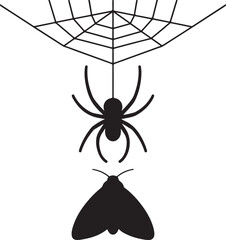 Halloween spider moth combo silhouette vector