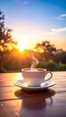 Sunrise coffee, warm