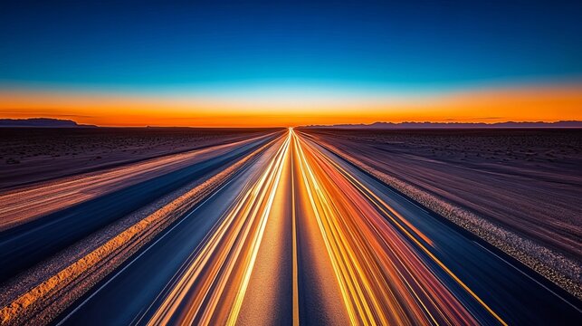 highway at sunset - Powered by Adobe