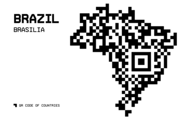 Vector Map of Brazil in QR Code Style with Brasília
