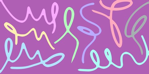 Colorful curved line illustration. Random line background. Abstract colorful thick lines. Wavy line background for design.