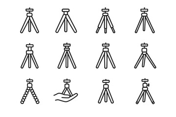 Collapsible vector tripod compact travel leg icon adjustable icons short portable stand