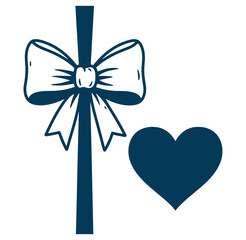 Fototapeta premium Elegant hand drawn bow with ribbon and heart vector for romantic celebrations and greetings