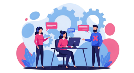 Customer Service Team with Communication and Support