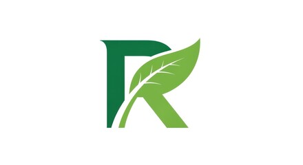 Green Leaf Letter R Logo Design Concept for Nature Business