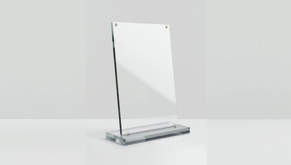 Transparent acrylic table stand display for menu isolated, white background