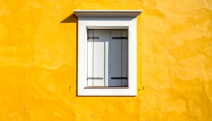 Vivid yellow wall with white window