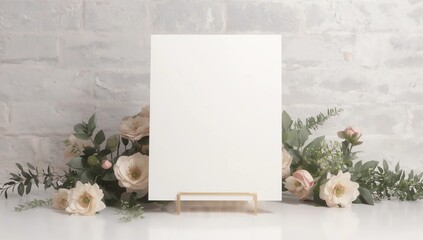 Wedding Sign. Wedding Board Mockup with flowers on top of it