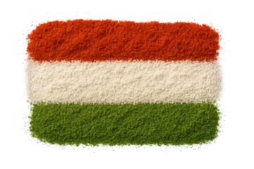 Transparent background with isolated Hungarian flag made of powders