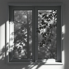 shadow overlay effects of realistic window and tree branch shadow with light blur on transparent background,Summer sunlight and shadow overlay effect