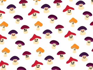 seamless pattern with funny cartoon mushrooms 