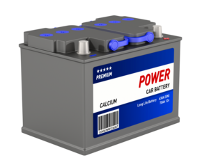 Car battery on white background. Isolated 3D illustration