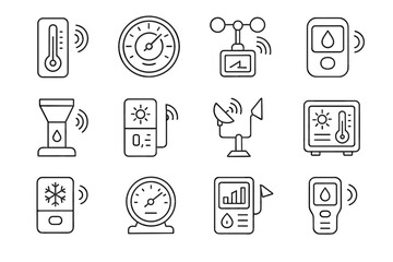 Climate thermometer device wind uv smart vector humidity icon devices weather sensor