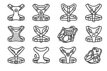 Harness vector lightweight icon adjustable training dog waterproof mesh padded