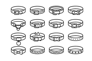 Vector personalized leather icon pet bowtie collar waterproof breakaway icons martingale reflective