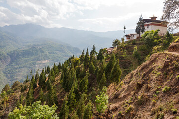 Nalanda Bhuddist College on a mountain top in Punakha, Central Bhutan, Asia