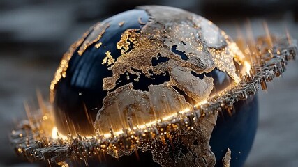 Global Energy: An artistic depiction of the earth, encased by a radiant energy field, symbolizing global interconnectedness and the power of sustainable energy sources. - Powered by Adobe