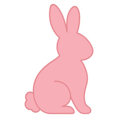Obraz premium A pink rabbit is sitting on its hind legs. The rabbit is the main focus of the image, and it is in a relaxed and comfortable position. Vector.