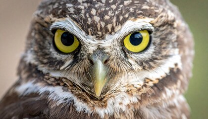 Fototapeta premium Owl face close-up with intense gaze