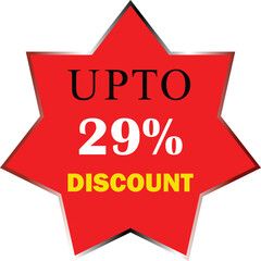 Percent Discount Base Red Badge – Promotional Sale Label, Special Offer Sticker Design, Retail Shopping Price Cut Tag, Marketing Campaign Discount Icon for E-commerce and Advertising