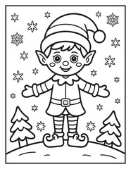 Christmas Coloring Book for Kids and Adults – Fun and Simple Holiday Coloring Pages with Cute Elves, Gifts, Trees, and Festive Designs, Elf Bold & Easy