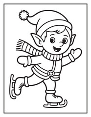 Obraz premium Christmas Coloring Book for Kids and Adults – Fun and Simple Holiday Coloring Pages with Cute Elves, Gifts, Trees, and Festive Designs, Elf Bold & Easy
