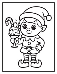 Christmas Coloring Book for Kids and Adults – Fun and Simple Holiday Coloring Pages with Cute Elves, Gifts, Trees, and Festive Designs, Elf Bold & Easy