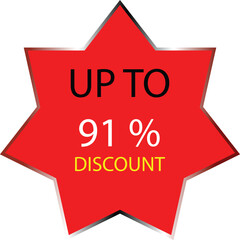 Percent Discount Base Red Badge – Promotional Sale Label, Special Offer Sticker Design, Retail Shopping Price Cut Tag, Marketing Campaign Discount Icon for E-commerce and Advertising