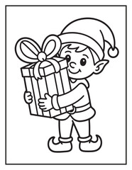 Christmas Coloring Book for Kids and Adults – Fun and Simple Holiday Coloring Pages with Cute Elves, Gifts, Trees, and Festive Designs, Elf Bold & Easy